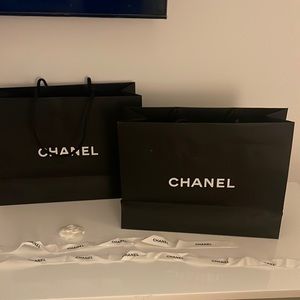 Chanel Bundle - 2 shopping bags, ribbon and flower